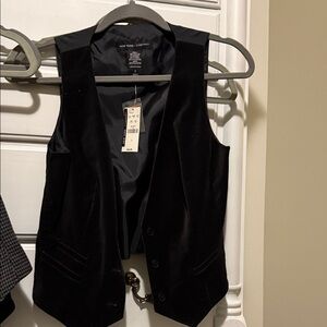 New York & Company Black Velvet Buttoned Vest
